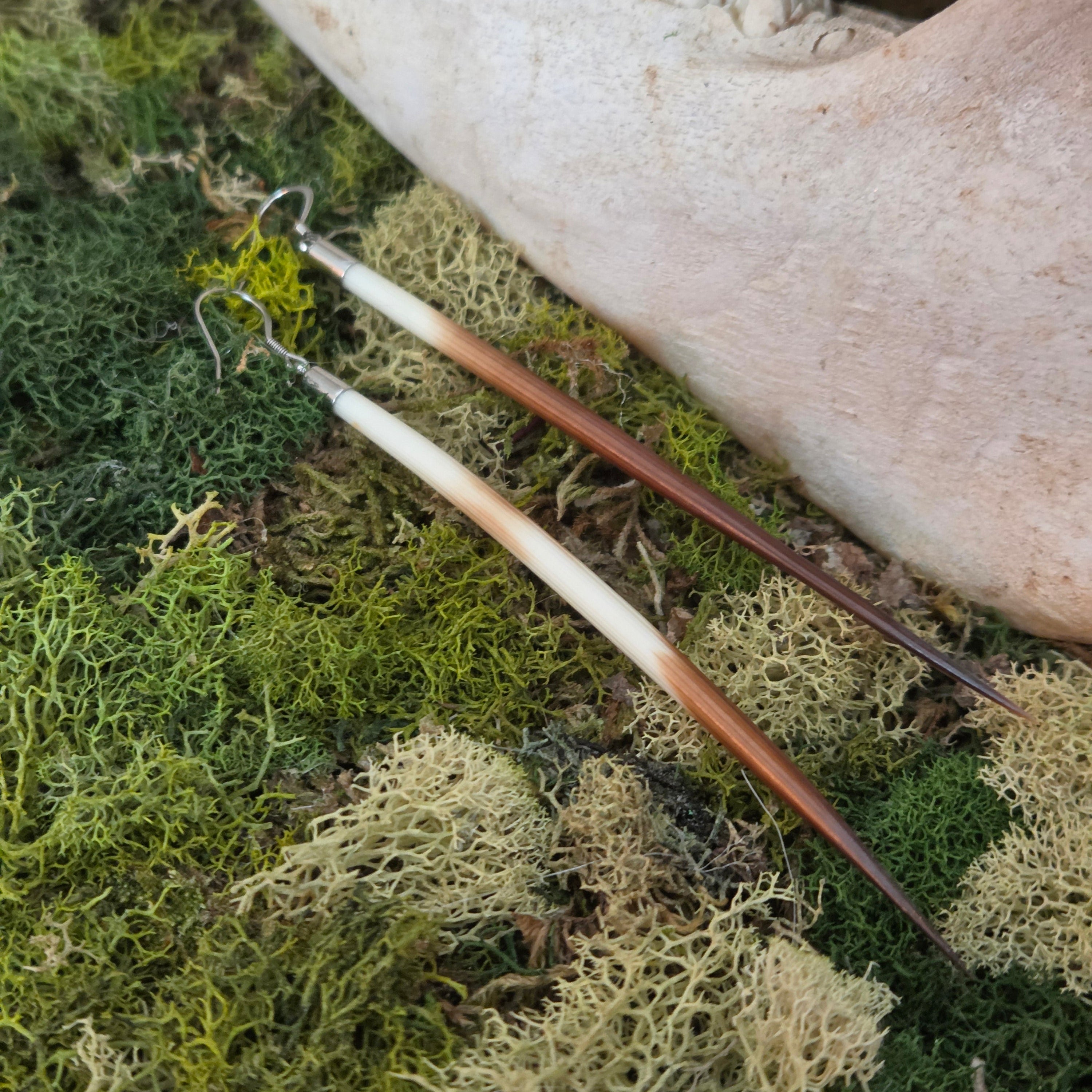 Silver Hook Porcupine Quill Earrings