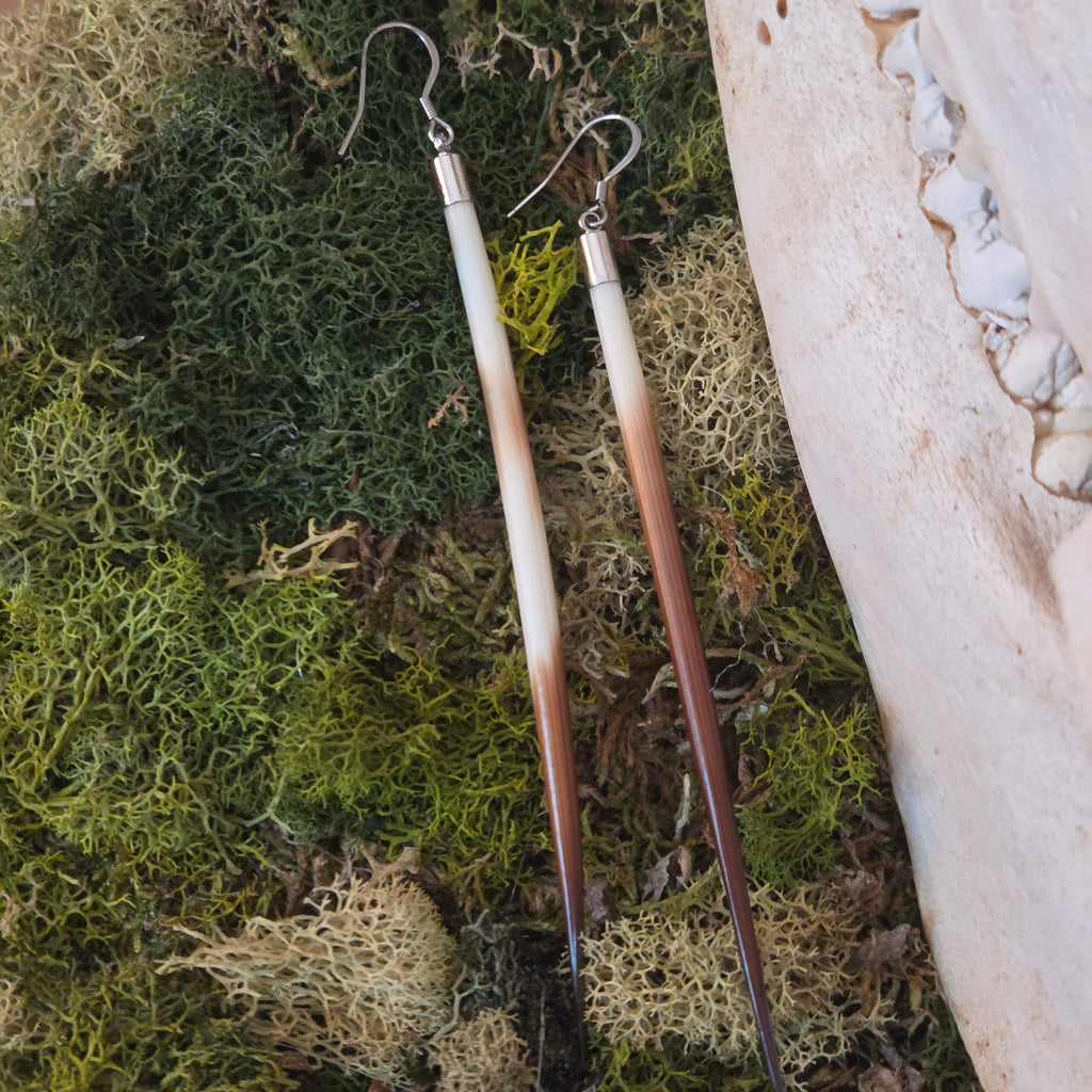 Silver Hook Porcupine Quill Earrings
