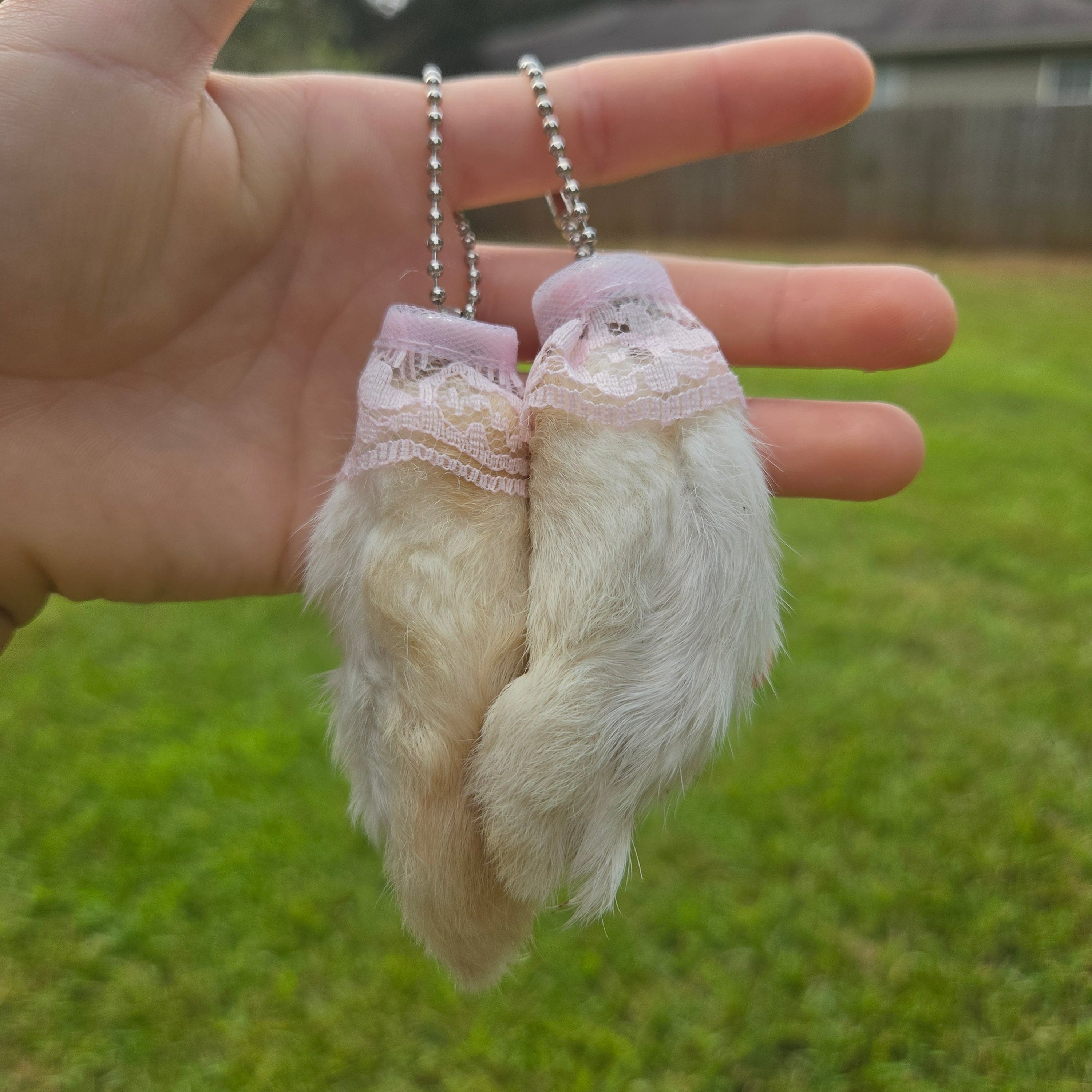 Pink Lace Mystery Bunny Foot